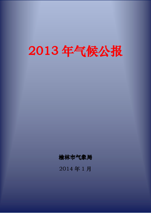 2013年陕西省榆林市最新气象水文公报地质资料专用