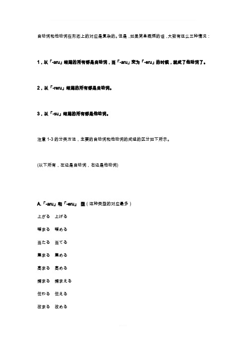 自动词他动词整理表