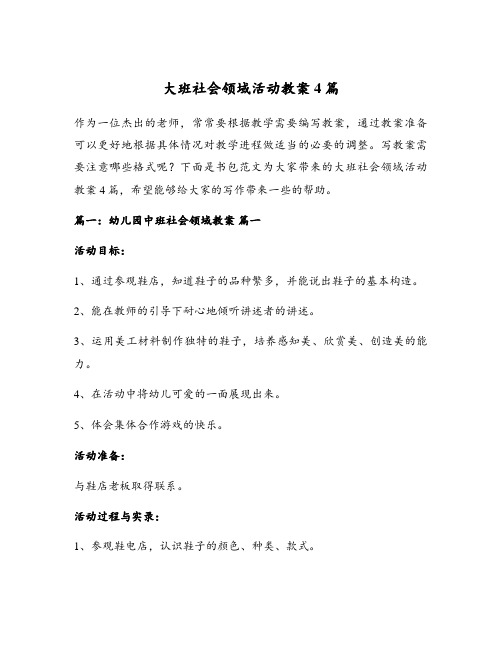 大班社会领域活动教案4篇