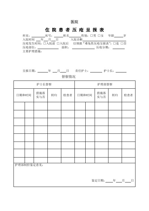 压疮观察上报表