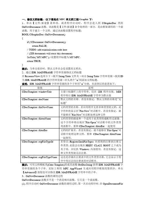 MFC单文档工程文档及序列化