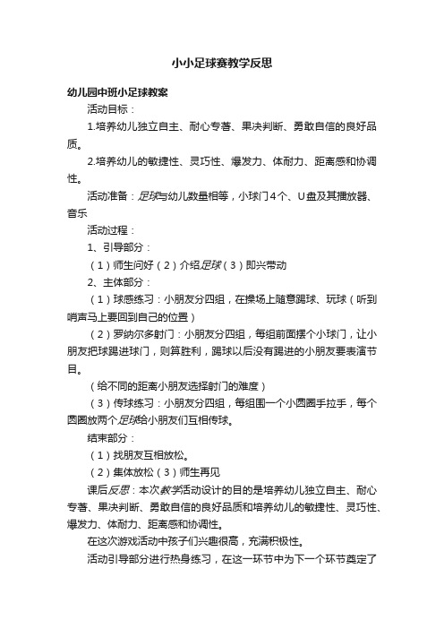 小小足球赛教学反思