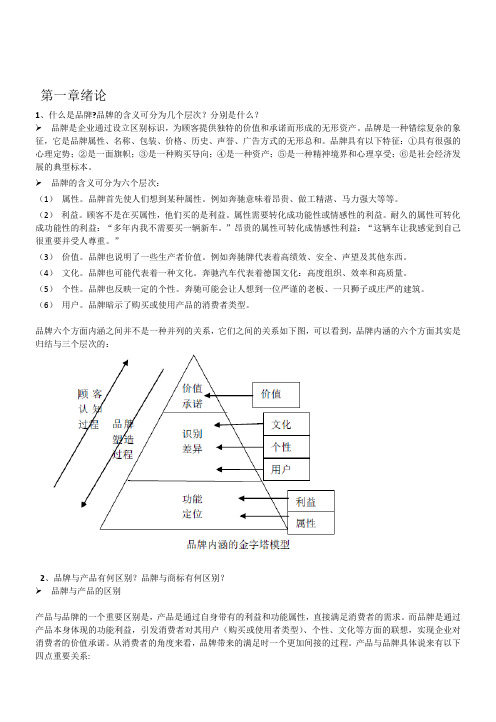 品牌管理复习资料-大全-李业主编(华广)教程文件