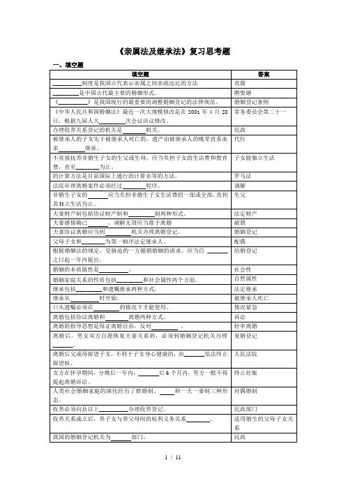 亲属法及继承法复习思考题