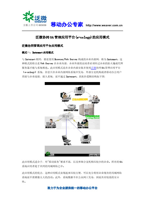 泛微协同OA管理应用平台(e-cology)的应用模式