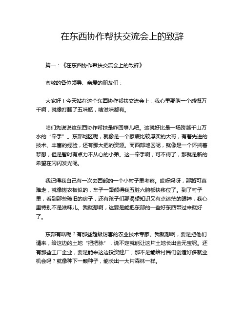 在东西协作帮扶交流会上的致辞