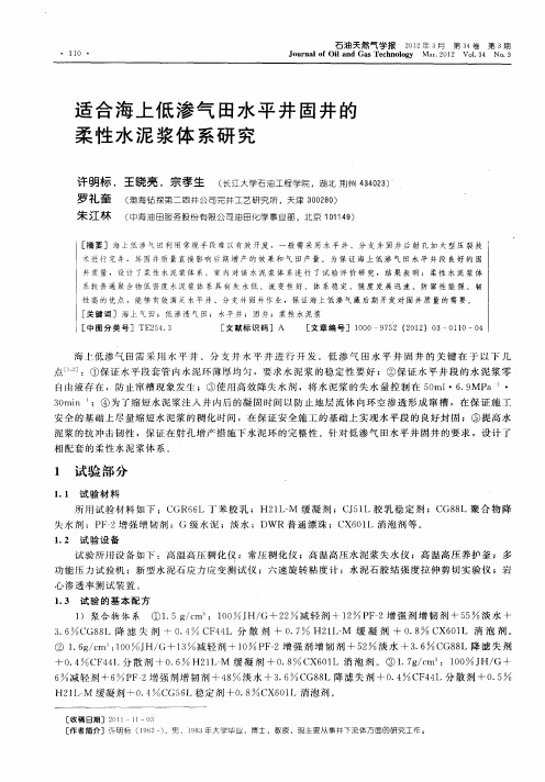 适合海上低渗气田水平井固井的柔性水泥浆体系研究