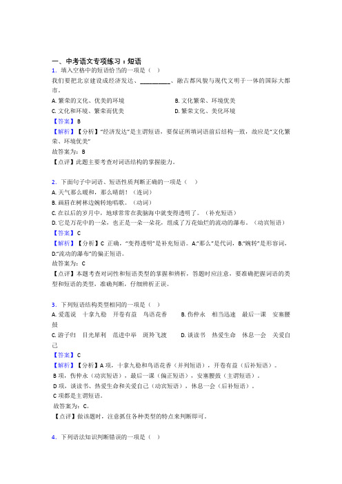 新中考语文 短语训练含答案