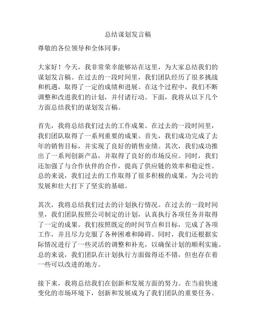 总结谋划发言稿