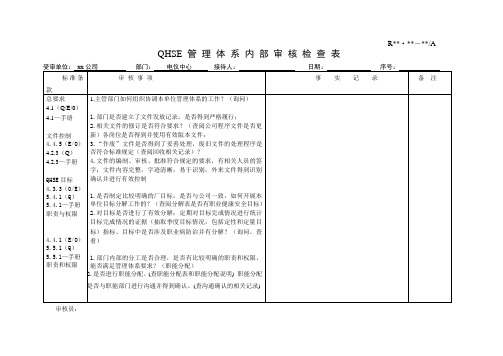 HSE体系内部审核表