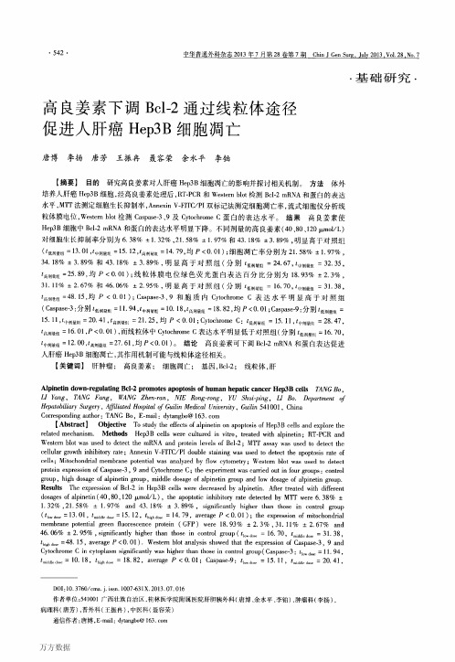 2通过线粒体途径促进人肝癌Hep3B细胞凋亡