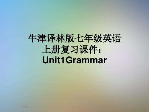 牛津译林版七年级英语上册复习课件：Unit1Grammar