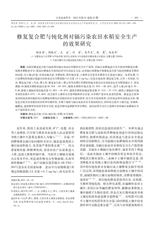 修复复合肥与钝化剂对镉污染农田水稻安全生产的效果研究