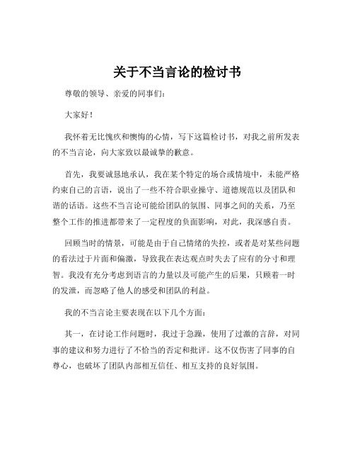 关于不当言论的检讨书