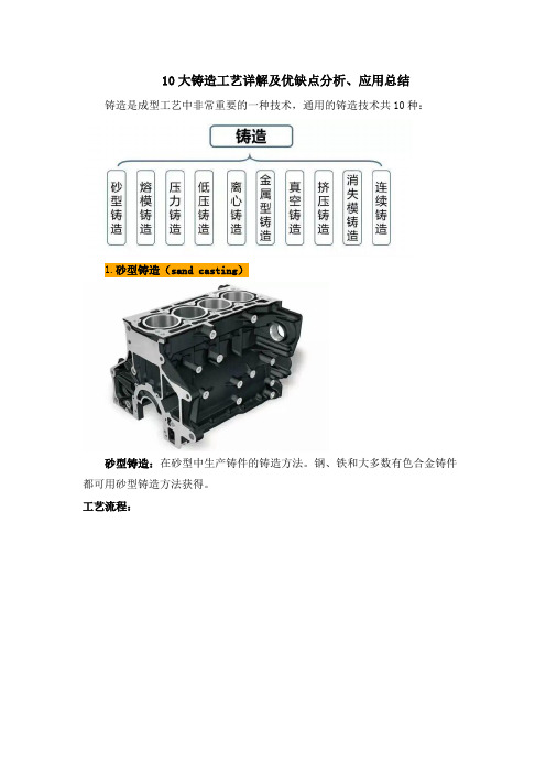 10大铸造工艺详解及优缺点分析、应用总结