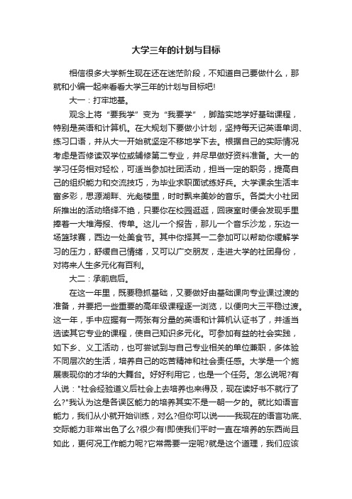 大学三年的计划与目标