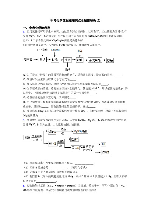 中考化学流程题知识点总结附解析(5)