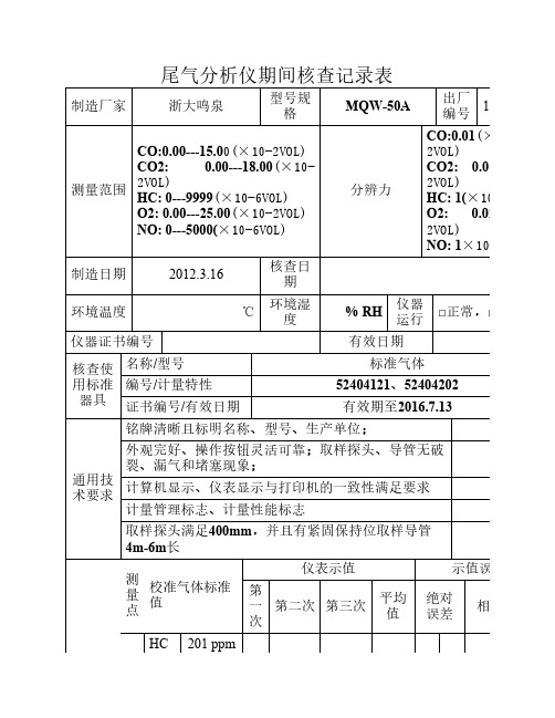 期间核查记录表