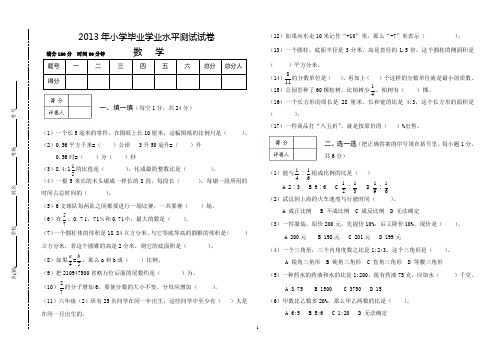 2013年小学数学毕业试卷