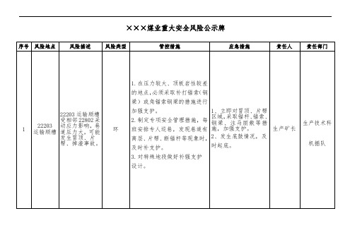 煤矿重大安全风险公示牌(掘进1)