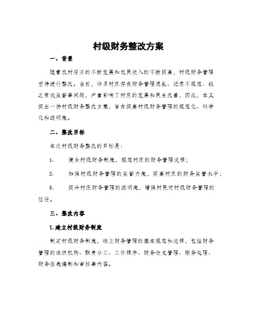 村级财务整改方案