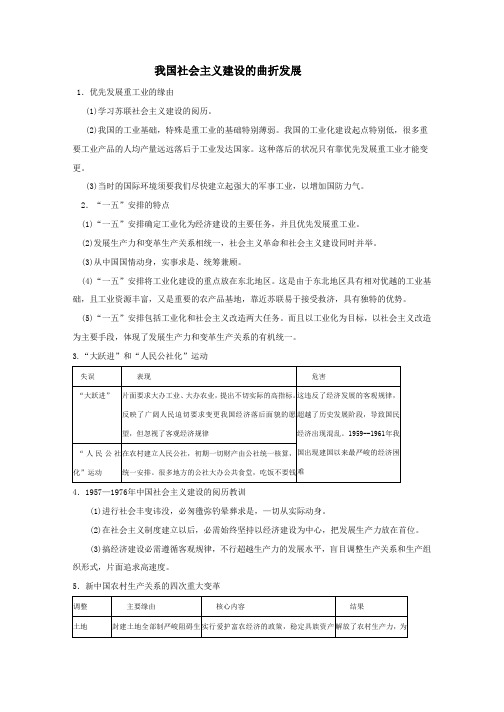 高三历史人教版一轮复习知识归纳：我国社会主义建设的曲折发展