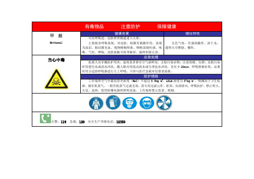 甲醛职业病危害警示标识告知卡