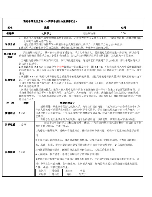 山东省济阳县竞业园学校沪科版八年级物理课时学导设计