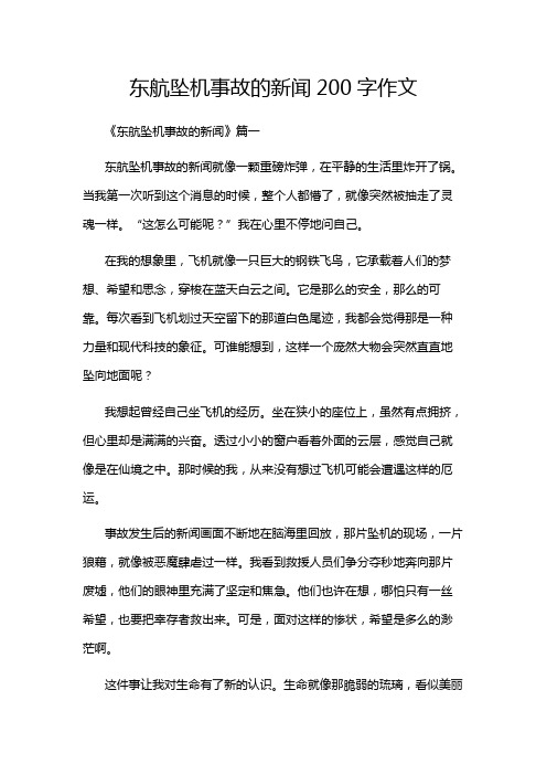 东航坠机事故的新闻200字作文