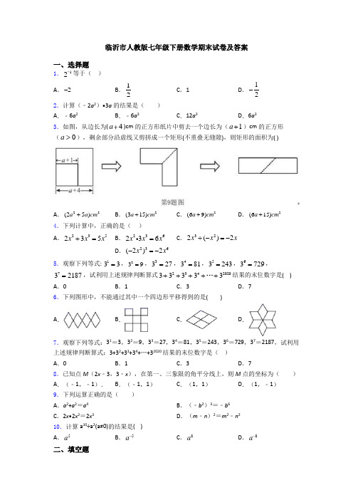 临沂市人教版七年级下册数学期末试卷及答案