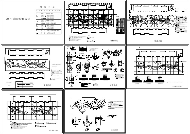 高档庭院全套绿化设计施工CAD图