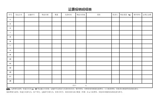 运费报销明细表