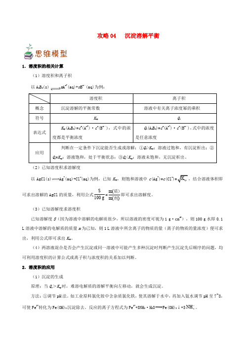 高考化学 平衡类问题攻略 专题04 沉淀溶解平衡