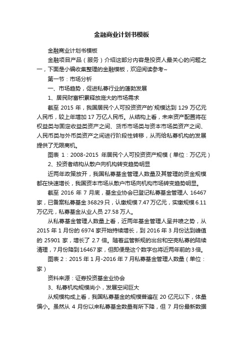 金融商业计划书模板