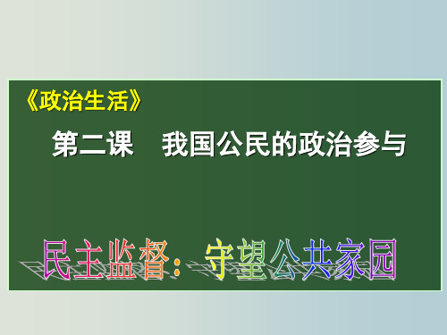 高考政治 一轮复习 民主监督精品