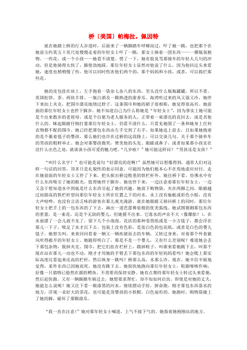 高中语文课后必读之经典小小说 桥〔美国〕帕梅拉·佩因特素材