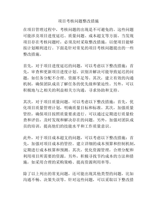 项目考核问题整改措施