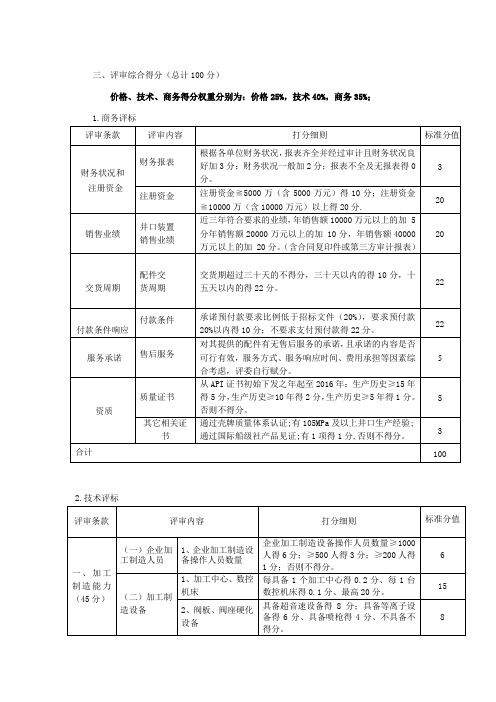 标书评分办法