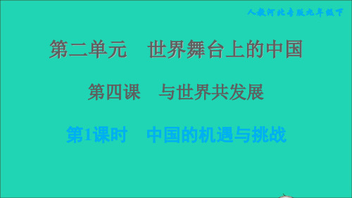 河北专版九年级道德与法治下册第二单元世界舞台上的中国第四课与世界共发展第1框中国的机遇与挑战课件新