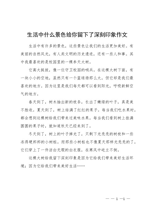 生活中什么景色给你留下了深刻印象作文