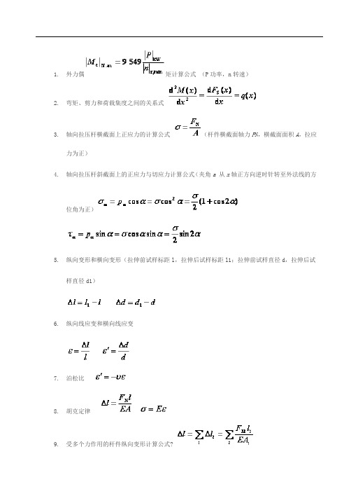 材料力学公式超级大归纳