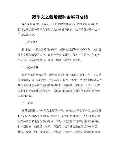 猪作文之猪场配种舍实习总结