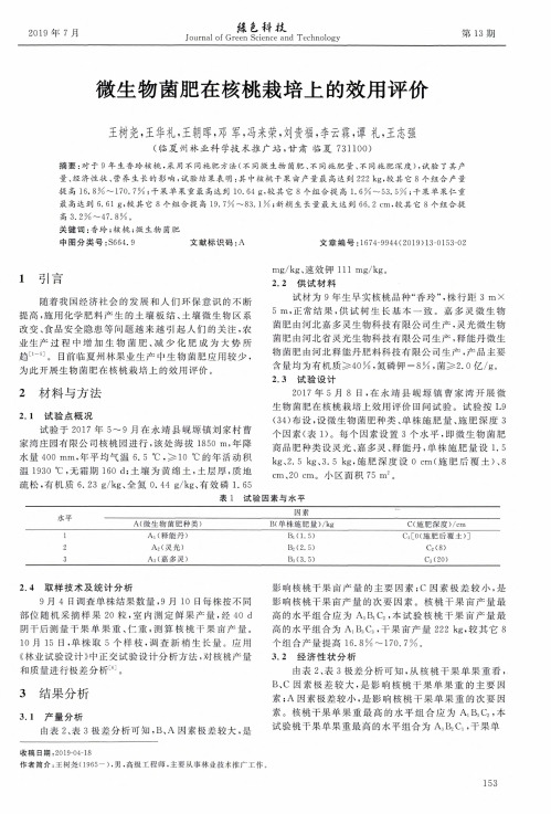 微生物菌肥在核桃栽培上的效用评价