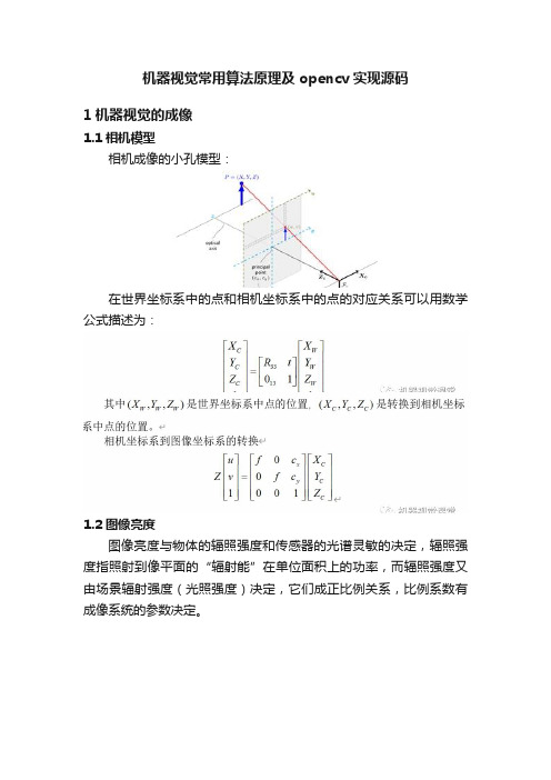 机器视觉常用算法原理及opencv实现源码