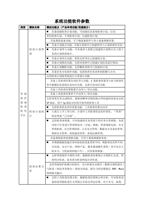 系统功能软件参数