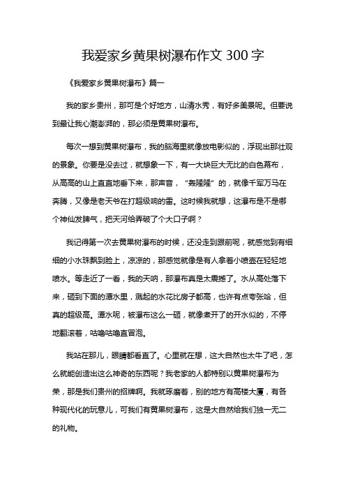 我爱家乡黄果树瀑布作文300字