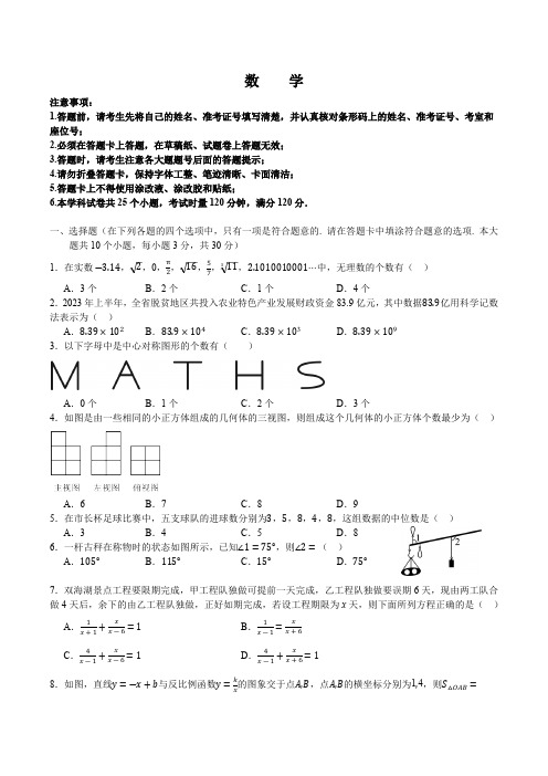 湖南省长沙市2024届九年级下学期学业水平测试(二)数学试卷(含答案)