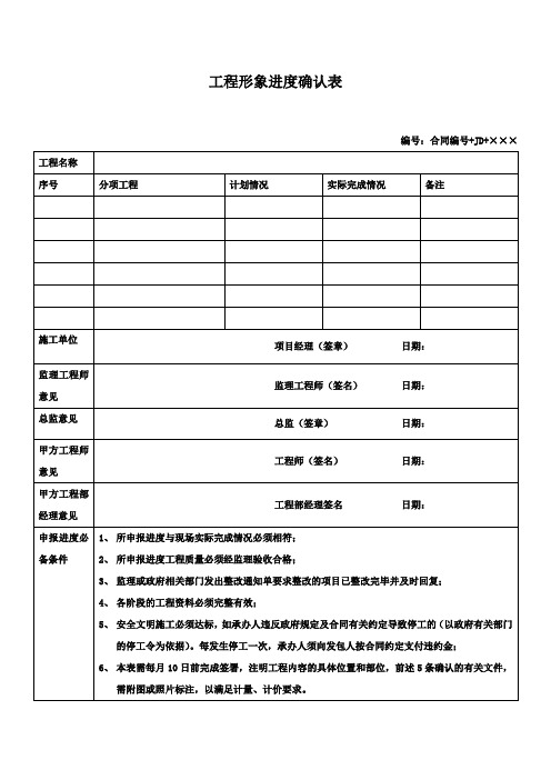 工程形象进度确认表