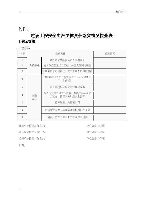 建设工程安全生产主体责任落实情况检查表