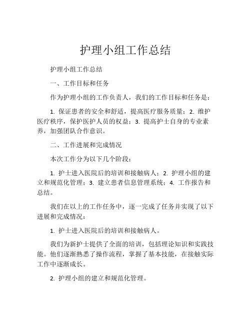 护理小组工作总结